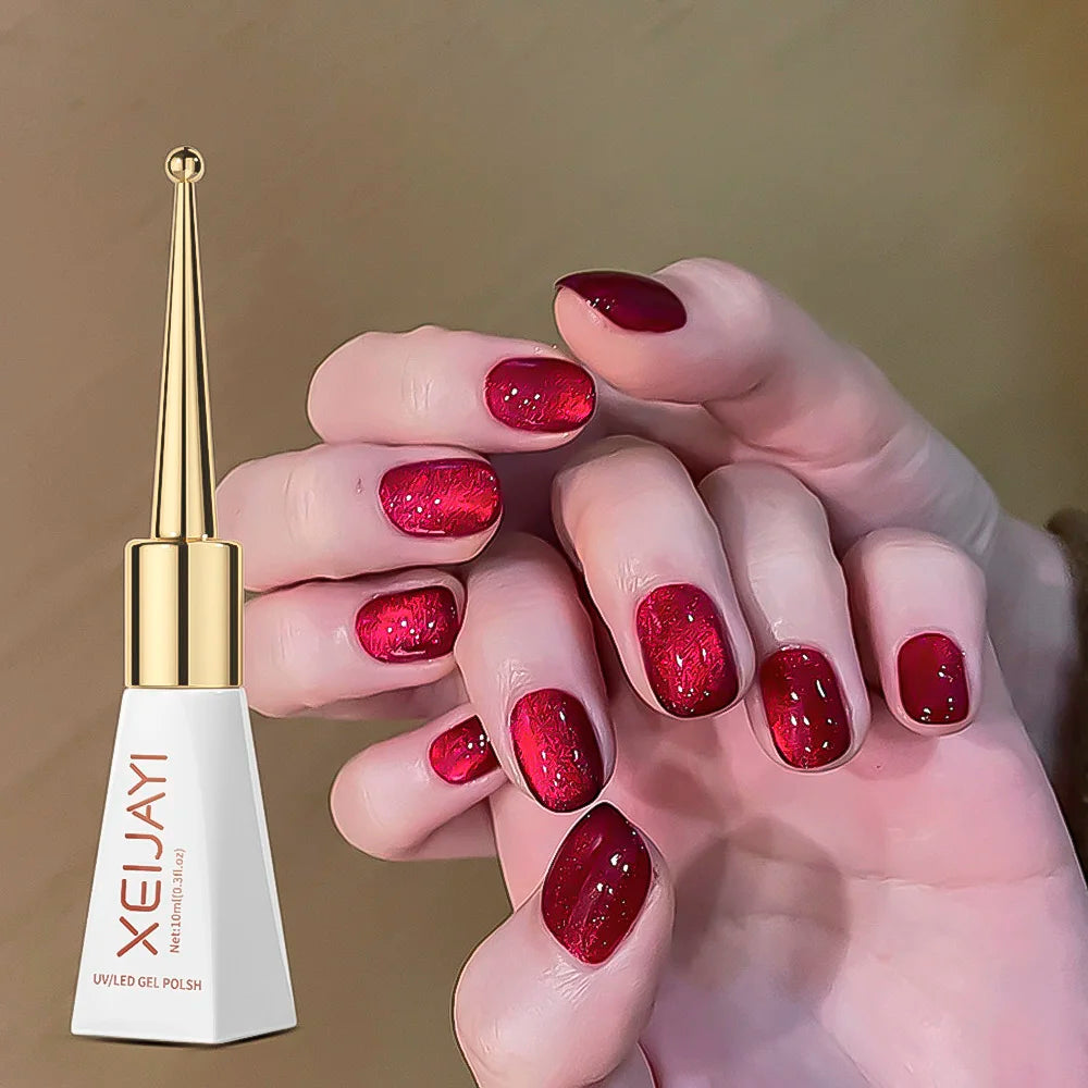 10ml Crystal Cat Eye's Magnetic Gel Nail Polish Reflective Glitter Cat Eye Gel Polish Nail Semi-permanent UV Gel Polish Manicure