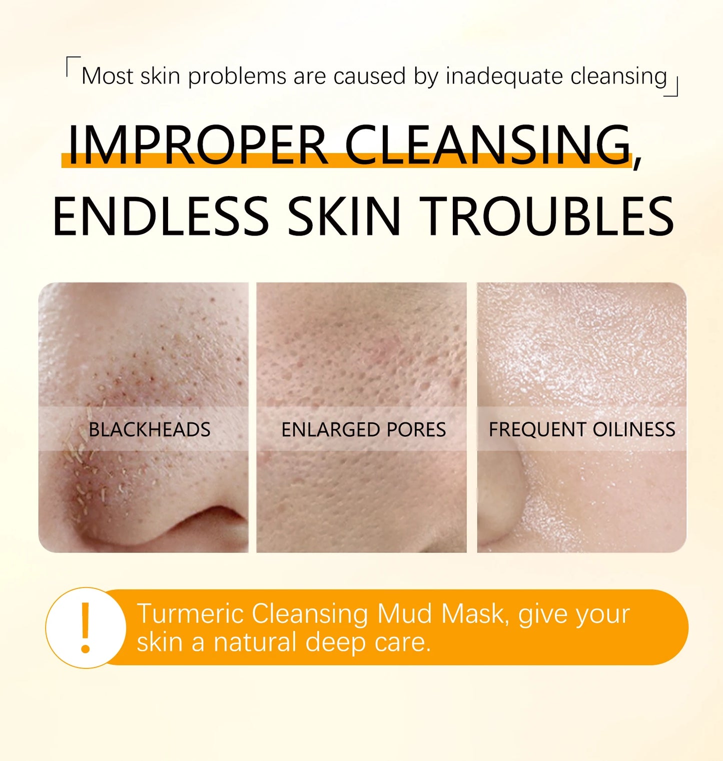 Turmeric and Lemon Deep Cleansing and Pore-Minimizing Clay Mask; Exfoliating and Brightening Clay Mask; Used for Skin Repair.