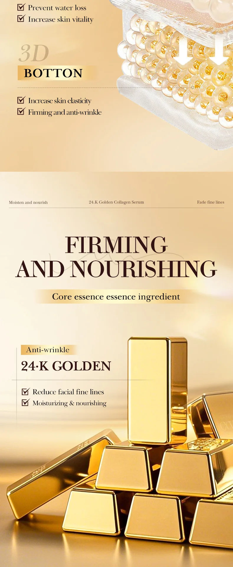 SADOER 24K Golden Collagen Serum for face Moisturizing Anti Wrinkles Hydrating Anti-aging Wrinkle Facial Essence Skin Care