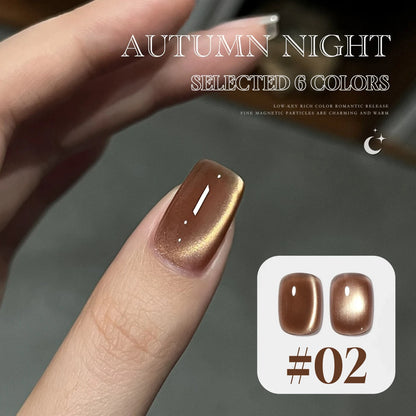 10ML 1-10PCS 2025 New Sunset Cat's Eye Nail Polish Series Amber Glass Beads Magnet Gel Nail Polish Nail Art Gold Brown Nails