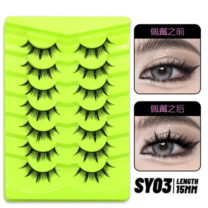 GROINNEYA Manga Lashes 5/7 pairs Eyelashes 3D Natural False Lashes Fluffy Soft Cross Wispy Natural Eyelash Extension Makeup
