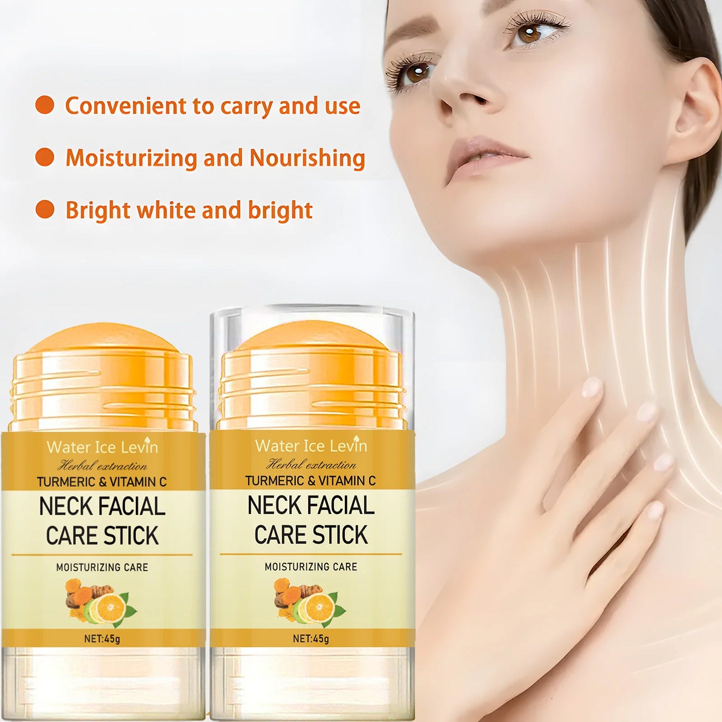 Turmeric & Vitamin C Neck Care Stick, Moisturizes with Herbal Extracts for Smooth, Glowing, Elastic Neck Skin