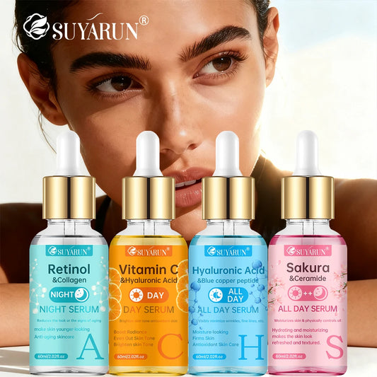 SUYARUN 24H Hydrating Serum ACHS 4-Piece Set – All-Day Moisturizing Facial Essence with Hyaluronic Acid & Vitamins | Anti-Aging