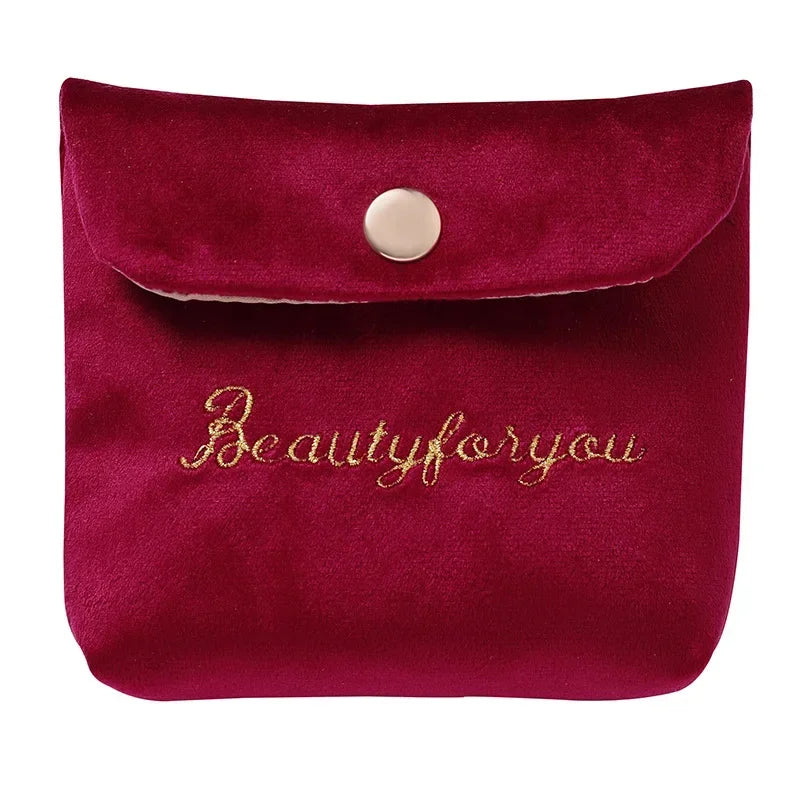 Embroidered Letter Tampon Storage Bag Sanitary Pad Pouch Girls Cosmetic Bags Makeup Lipstick Key Earphone Data Cables Organizer