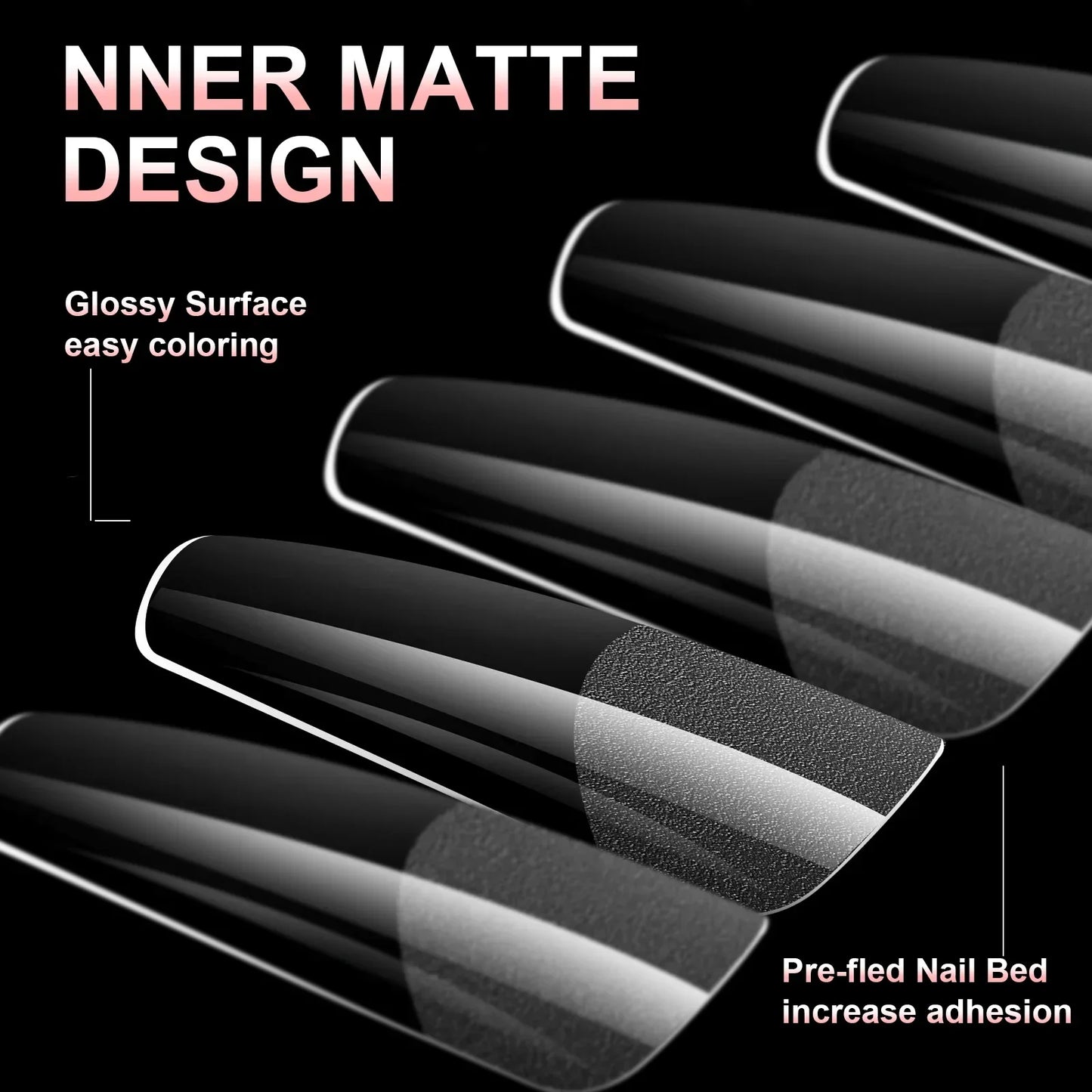 100pcs False Soft Gel Nail Tips Half/Full Cover Double-Use Press On Acrylic Nails Almond Coffin Stiletto Fake Nails Supplies