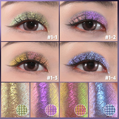 CHARMACY 4 Colors Duochrome Eyeshadow Palette Vegan Shimmer Multichrome Long-lasting Eye Shadow Cosmetic Makeup for Women