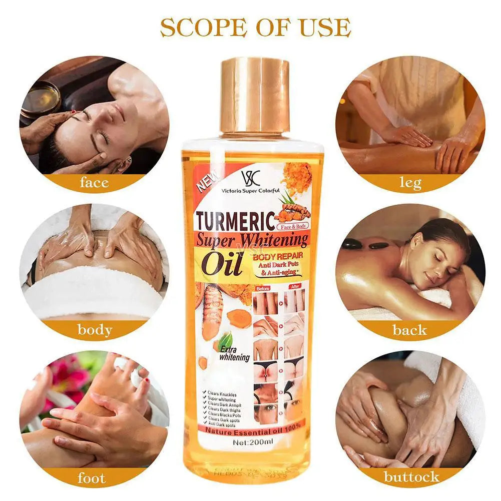 200ml Turmeric Essential Oil Facial Body Massage oil Moisturizing Diffuser Aromatherapy Brightening Smoothing Skin Care