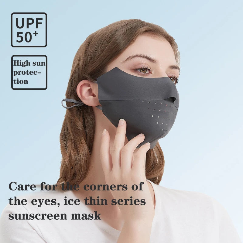 Ice Silk Face Mask UPF50+ Uv Sun Protection Summer Adjustable Breathable Men Women Outdoor Running Cycling Sports Mask