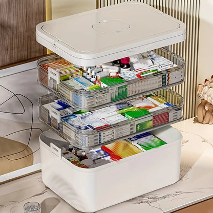 Large-Capacity Multi-Layer Medicine Organizer and How to Use It - Durable Waterproof Pill Box with Pill Storage, Suitable for Home and Travel Storage, Can Be Placed under the Bed, Easy to Carry, Suitable for Outdoor Travel Us