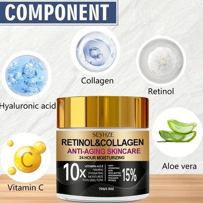SEYHZE Retinol Collagen Moisturizing Day And Night Cream 15% Vitamin a B C E Shea Butter Hyaluronic Acid Niacinamide Plant Extra