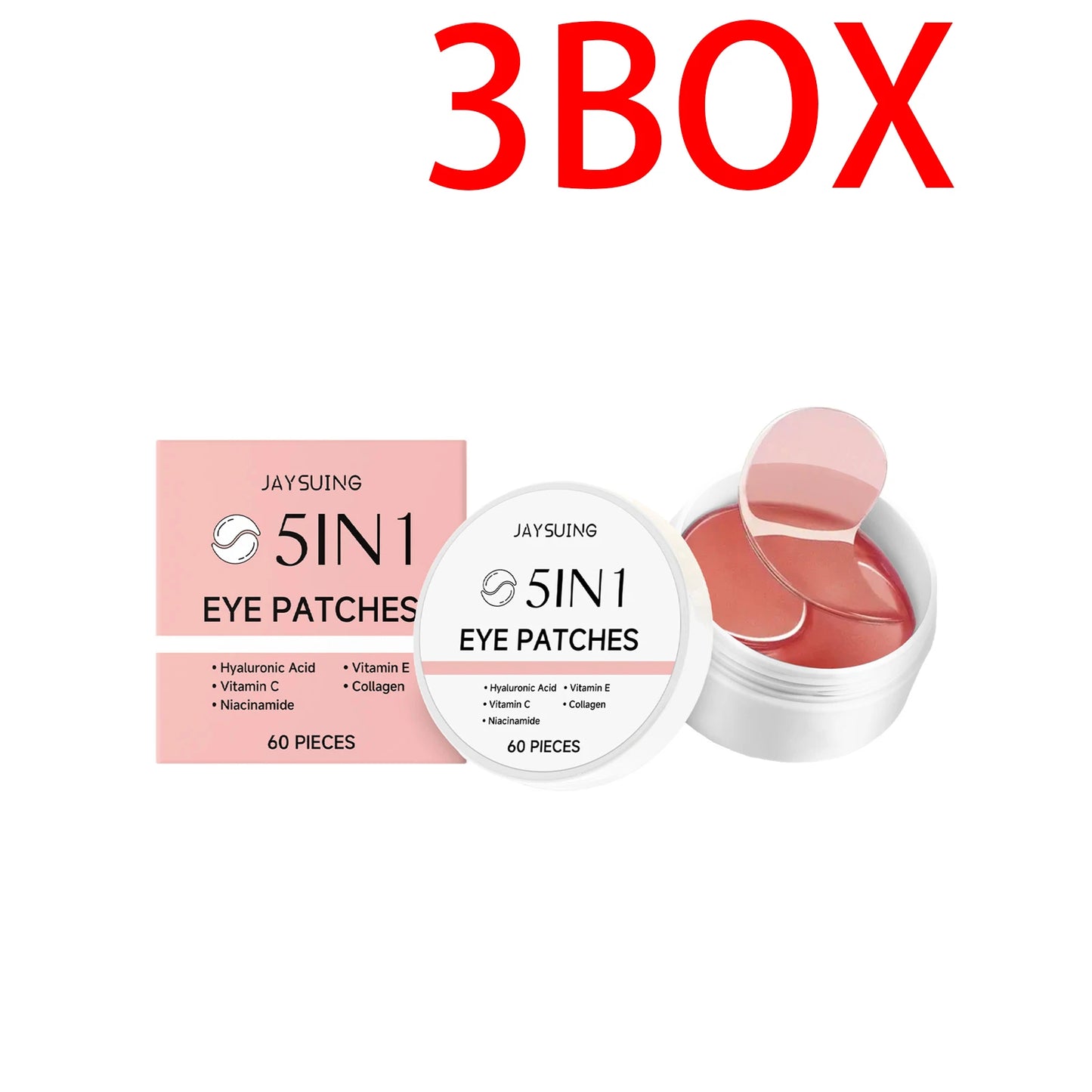 60pcs Pink Rice Collagen Eye Mask Anti Dark Circles Eyes Bags Remover Firming Moisturizing Eye Patches Mild Skin Care Eyes Care