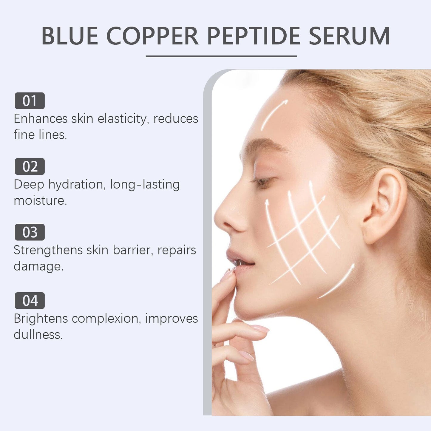 OUHOE Blue Copper Peptide Facial Serum Deep Moisturizing Lock in Water Making Skin Softer Restore Radiant for Daily Skin Care