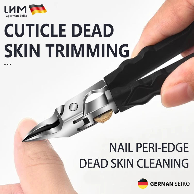 3-Piece Toenail Clippers Set - Nail File & Protective Case Included, Heavy Duty Wide Jaw, Ultra Sharp Slanted Blade Long Handle,
