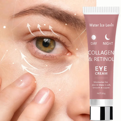 Collagen Retinol Eye Cream. Day Night Formula. Moisturizes Hydrates Deeply. Smooths Firms Eye Area. Soft Supple Skin. 20g.