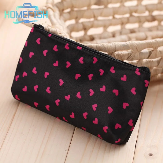 HOMEFISH Heart Pattern Zipper Makeup Bag Fashion Design Multi-Functional Bag Using As Cosmetic Pouch Or Travel Purse For Women