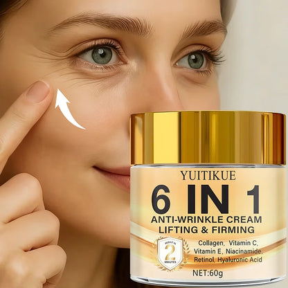 6-in-1 Anti-Wrinkle Cream 60g Quick Lifting & Firming with Collagen & Retinol Moisturizing Skin Smoothing Formula