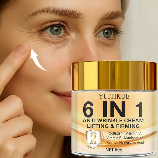 6-in-1 Anti-Wrinkle Cream 60g Quick Lifting & Firming with Collagen & Retinol Moisturizing Skin Smoothing Formula
