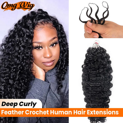 The 3rd Generation Deep Curly Feather Crochet Hair Extensions For Black Women Invisible Knots Knotless Pre-Separated