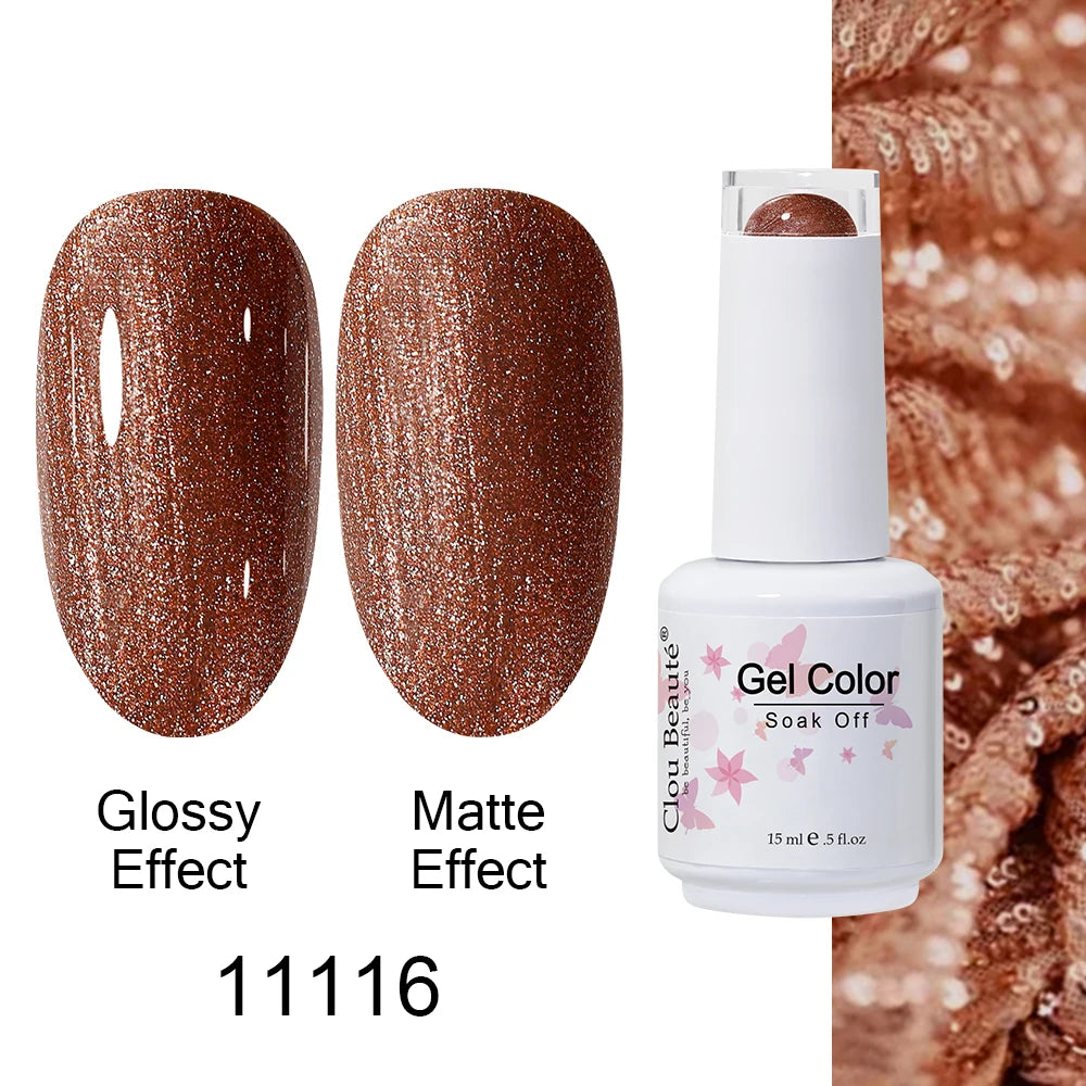 Clou Beaute 15ml Nail Gel Polish Warm Color Dark Red Brown Semi Permanent Nail Art Manicure Soak Off LED UV Varnishes Lacquer