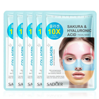 SADOER Rainbow Collagen Facial Masks Moisturizing Whitening Anti-aging Sakura Hyaluronic Acid Face Mask Korean Cosmetics