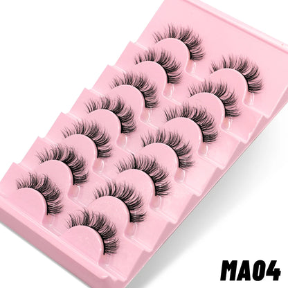 GROINNEYA Manga Lashes 5/7 pairs Eyelashes 3D Natural False Lashes Fluffy Soft Cross Wispy Natural Eyelash Extension Makeup