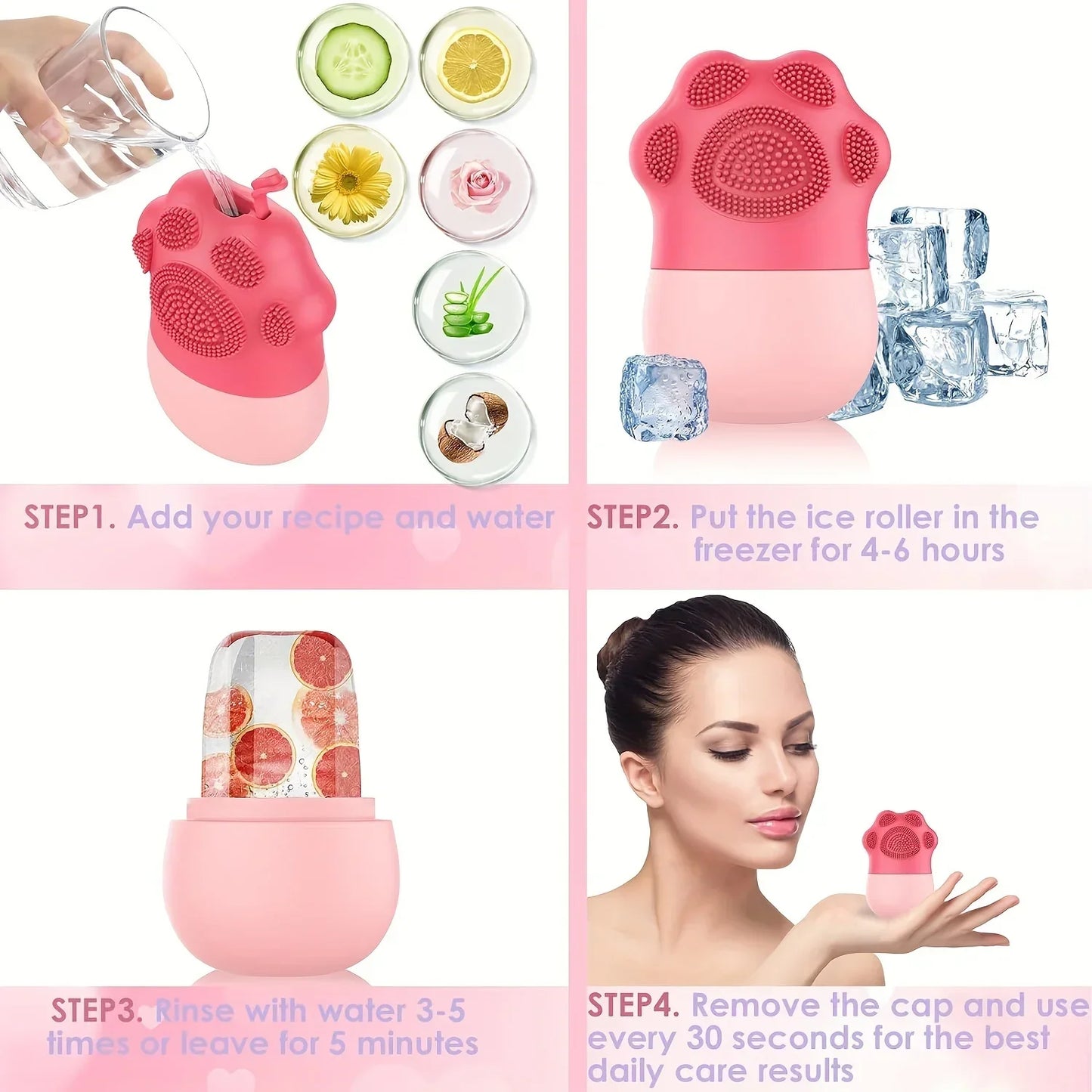 Massage Face - Silicone Beauty Tool for Women，Facial Ice Roller for Skin Care - Reduce Eye Puffiness 1Pcs