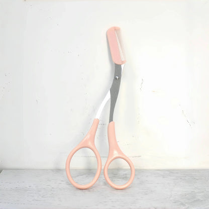 Pink eyebrow trimming scissors with built-in comb - stainless steel, precise grooming tool,creating perfect eyebrows Beauty Tool