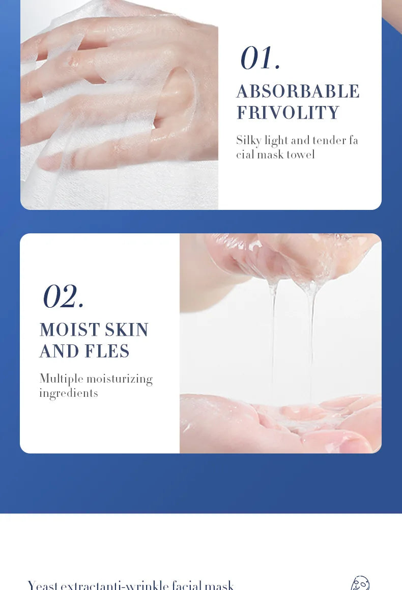12 Pieces BIOAOUA Bifid Yeast Anti-wrinkle Facial Mask Hydrating Moisturizing Rejuvenation Mask Anti Age Skin Care Wholesale