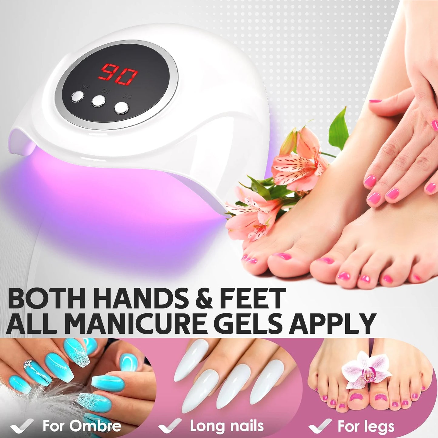72W UV LED Nail Lamp Professional 24LEDS Gel Polish Drying Lamp With Automatic Sensing 3 Timer Nail Dryer Manicure Salon Tools