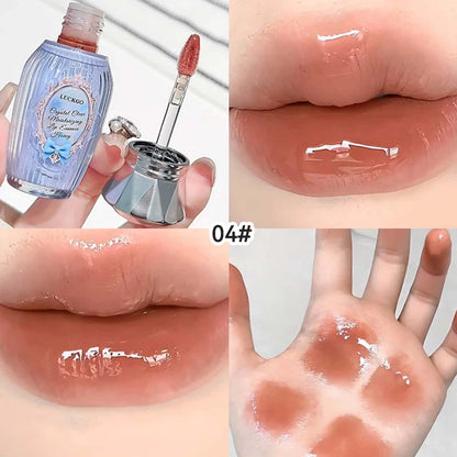 Lckgo Crystal Clear Moisture Lip Essence Gloss - Wrinkle Improvement Moisturizing Lip Balm, Mirror Gloss Lip Oil, Lipstick-Style Volume Lip Gloss