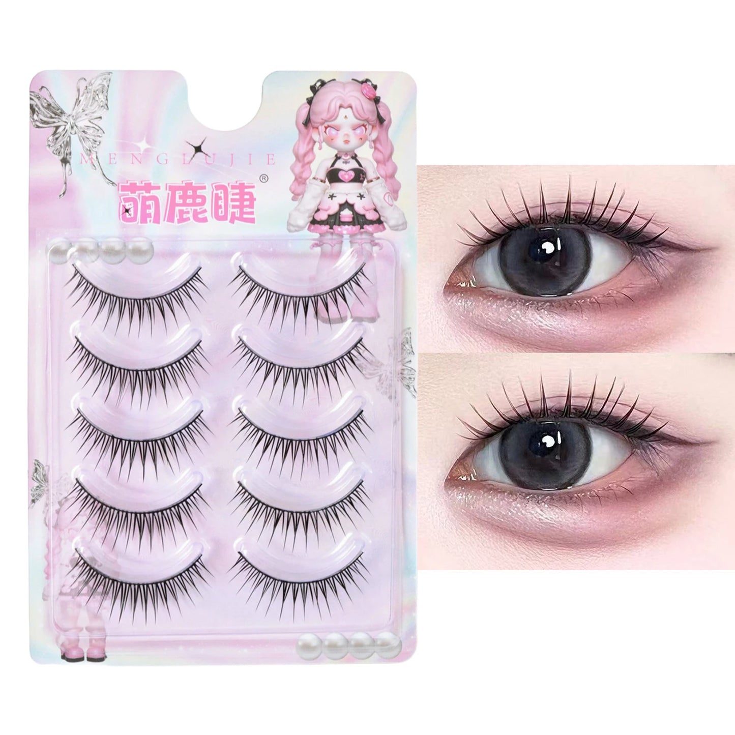 Korean U-shaped False Eyelashes Ins Zhang Yuanying False Eyelashes Natural Wispy Soft V Shaped Lash Extension Comic Eye Makeup