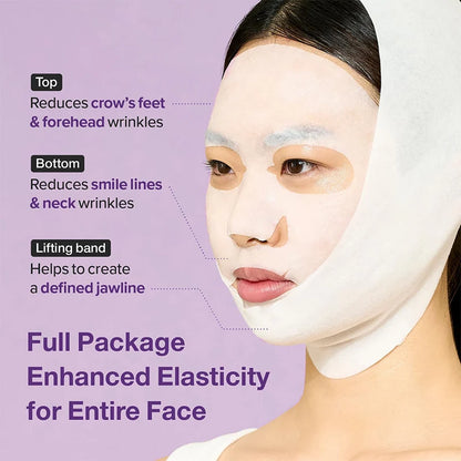Instant Lifting Full Face Mask With Peptide Collagen Firming Mask For Smooth Defined Looking Skin 4 Sheets With Lifting Band