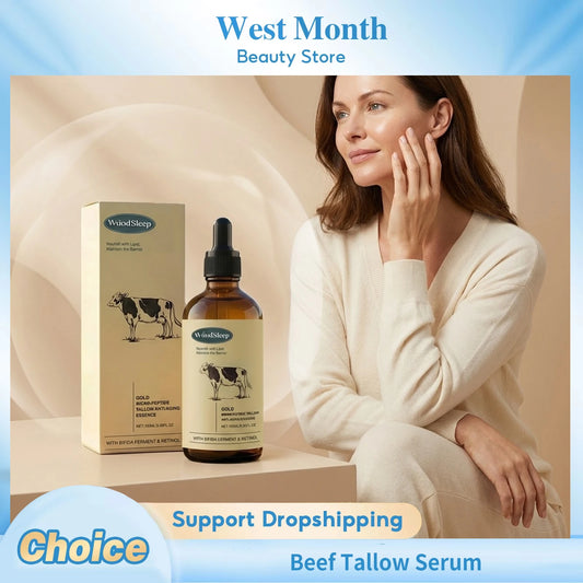 Beef Tallow Nourishing Serum Repair Dry Skin Soothing Brightening Glowing Fade Fine Lines Soft Rejuvenation Hydrating Face Serum