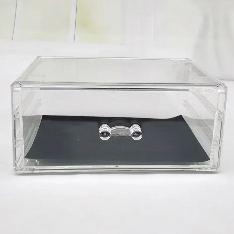 Table Transparent Plastic Makeup Organizer Multi-type Drawers Skincare Product Storage Box 3 Layers Case
