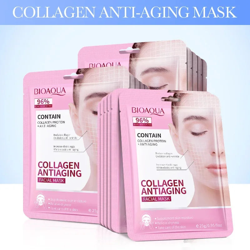 b 15pcs BIOAQUA Retinol Collagen Anti Wrinkle Facial Masks Moisturizing Anti-aging whitening Face Mask Facial Skin Care Products