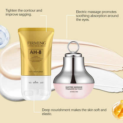AH-8 Firming Neck Cream Moisturizer Anti Aging Smoothing Wrinkles Electric Massage Polypeptide Eye Cream Eye & Neck Skincare Set
