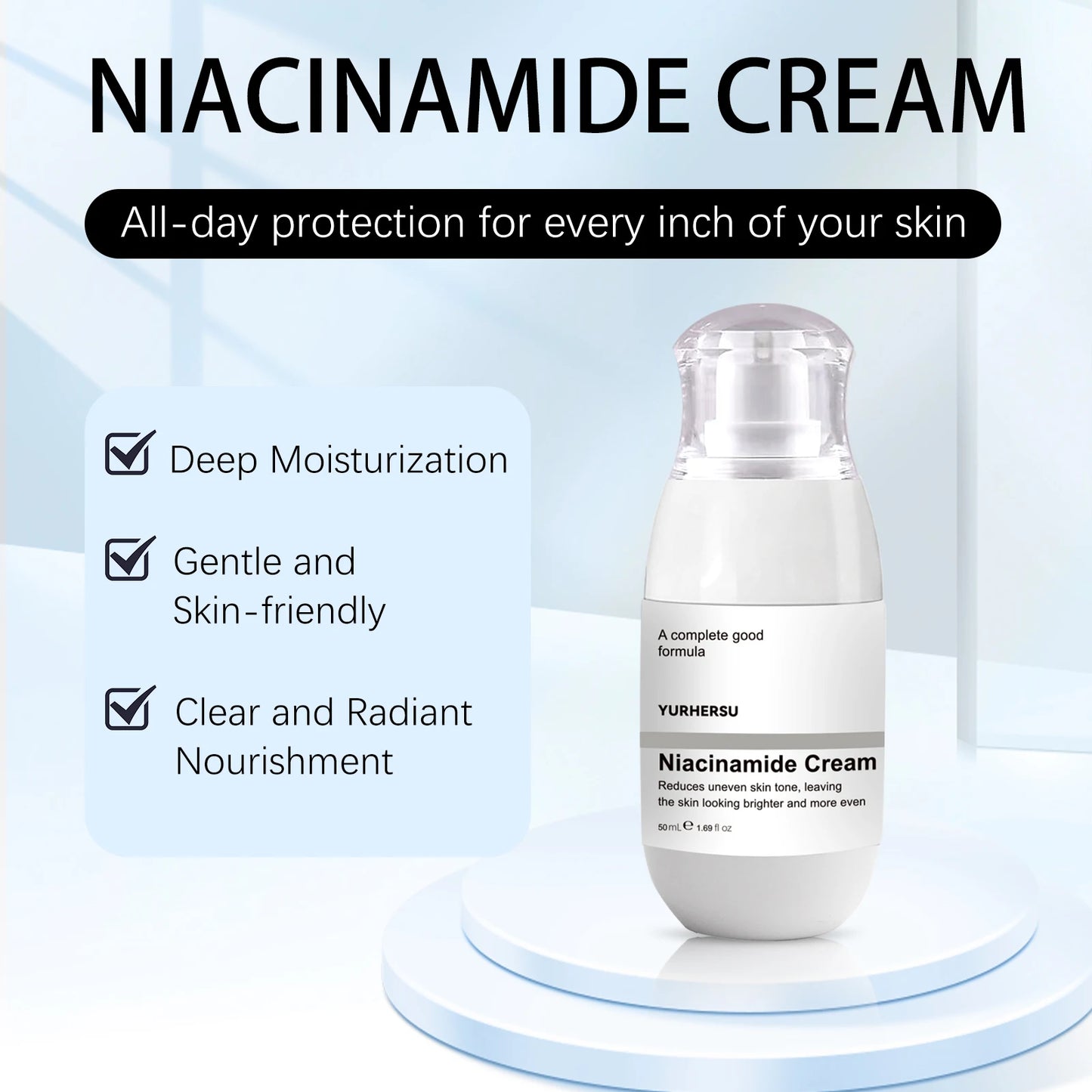 Niacinamide face cream, minimizes pores, moisturizes, suitable for oily skin, effectively hydrates.
