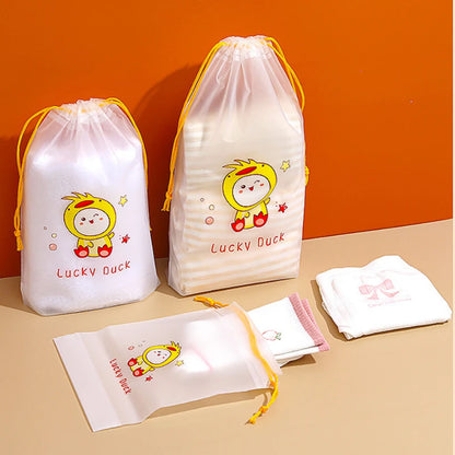 1pc Cute Cartoon Clear Drawstring Storage Bags Women Girls Transparent Bathroom Organizer Towel Brush Cosmetic Makeup Bags