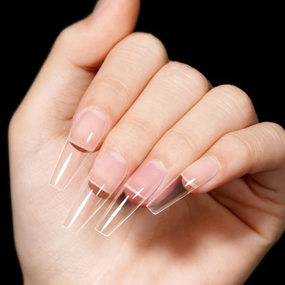 120/240/330/600pcs Long, Glossy, Pure Color, Ballet/Square Shaped Soft Gel Nail Tips - Clear Coffin Acrylic False Nail Tips