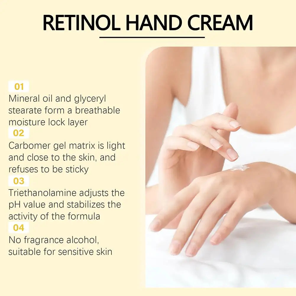 Retinol Hand Cream Firming Hand Lotion Retinol Moisturizer For Aging Dry Cracked Hands Hydrates & Soothes Dry Hands Non-Greasy