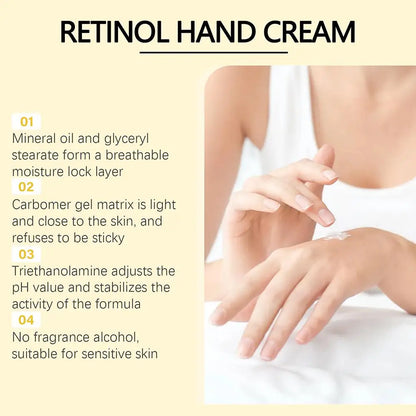 Retinol Hand Cream Firming Hand Lotion Retinol Moisturizer For Aging Dry Cracked Hands Hydrates & Soothes Dry Hands Non-Greasy