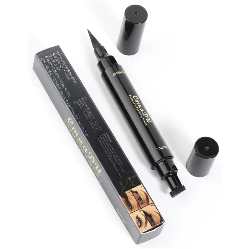 2 IN 1 Big Seal Stamp Liquid Eyeliner Pen Waterproof Double Head Eyes Liner Makeup Stamps Eye Liner Pencil Lasting Eye Cosmetic