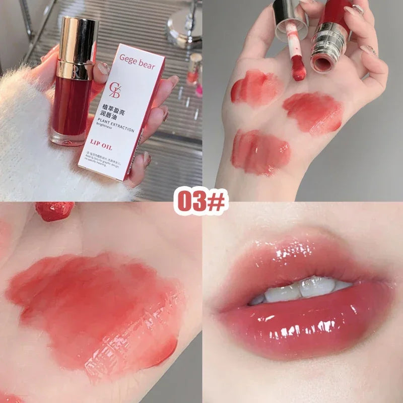 Jelly Violet Glass Lip Oil Moisturizing Transparent Plumper Lip Gloss Makeup Nutritious Liquid Lipstick Big Brush Lip Care