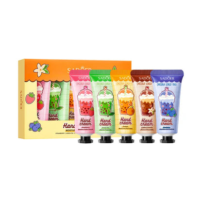 Fruit Milk Tea Hand Cream Gift Set - Intense Hydration & Crack Prevention for Winter, Soothing Dry Skin with Sweet Scent ,Travel