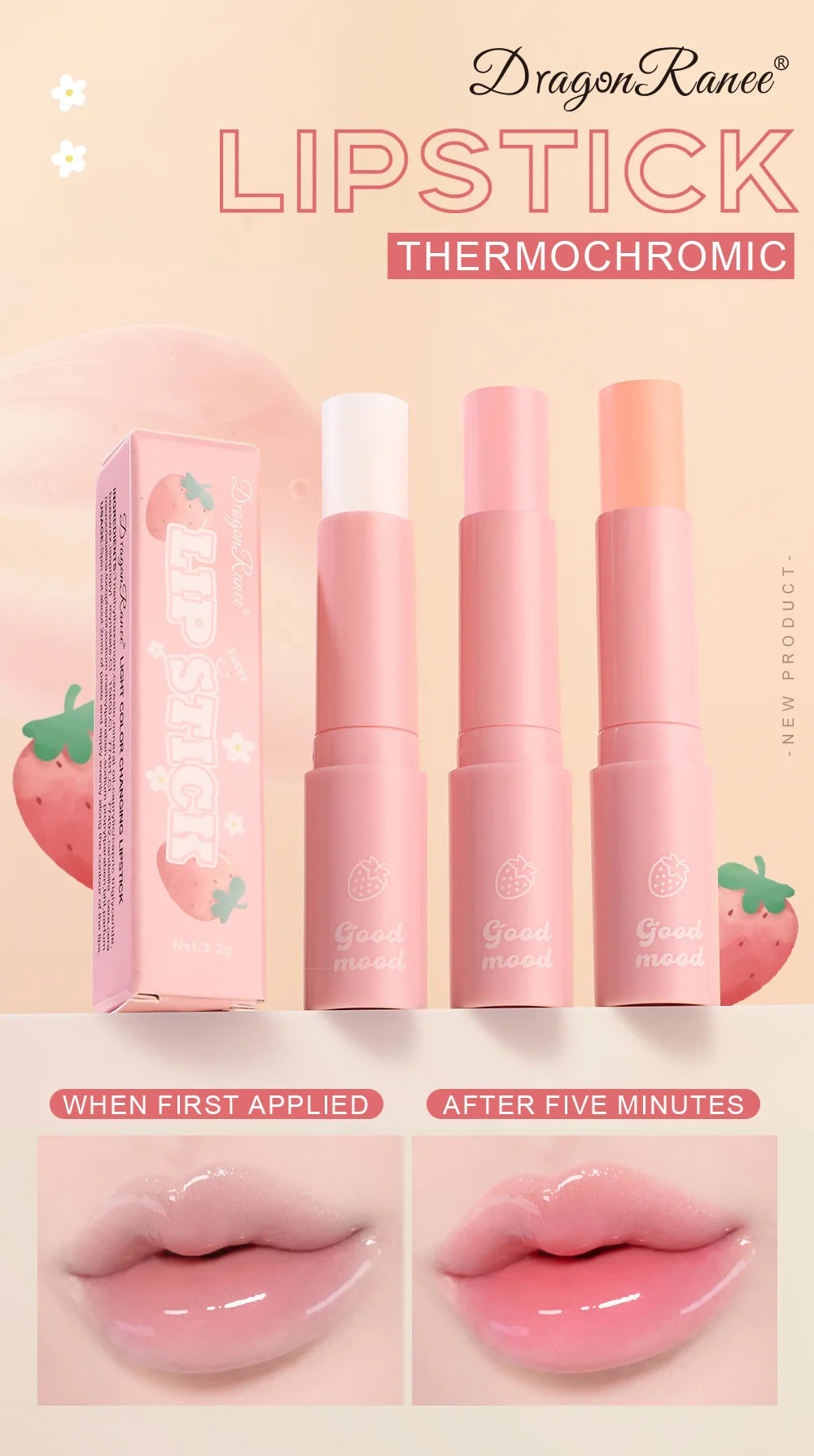 Long Lasting Color Change Lip Balm Moisturizing Hydrating Repair Lip Care Jelly Lipstick Fruity Tint Makeup