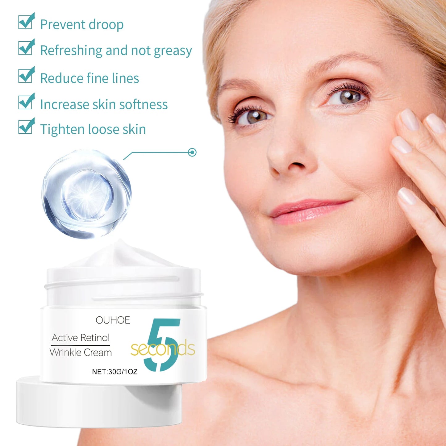 5 Seconds Instant Remove Wrinkles Cream Retinol Anti Aging Firming Moisturizing Tightens Improves Edema Facial Skincare Cream