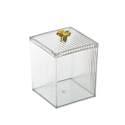 1/3pcs Clear Acrylic Makeup Organizer - Golden Handles Dustproof, Compact Desktop Vanity Box for Jewelry/Toothpicks/Beauty Tools