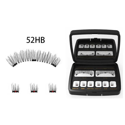 3D Magnetic Eyelashes Natural Soft Reusable Easy To Wear Eyelash Extension Beauty Makeup Tool faux mink false eyelashes & mirror