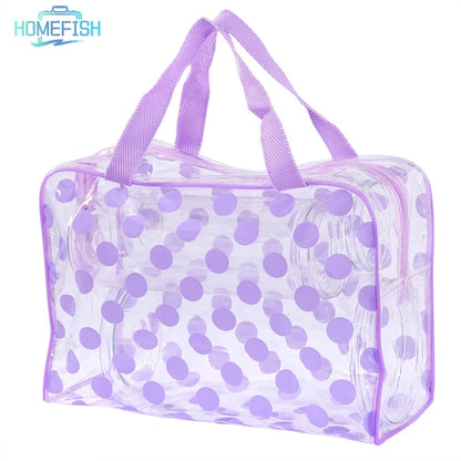 HOMEFISH Transparent polka dot women's makeup bag Waterproof PVC Cosmetic Bag Portable Women Storage Bag Toiletries Wash Bag