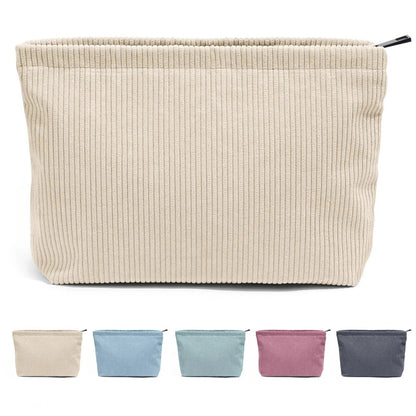 Corduroy Travel Cosmetic Bag Portable Makeup Storage Bag Purses Women Large Capacity Zipper Make Up Organizer Storage Clutch